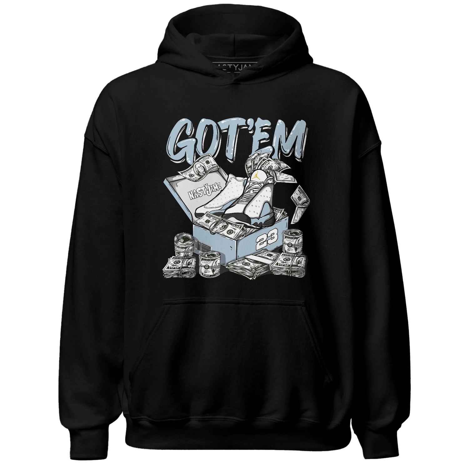 Blue Grey 13s Hoodie Match Dollar Sneaker Box - NastyJamz