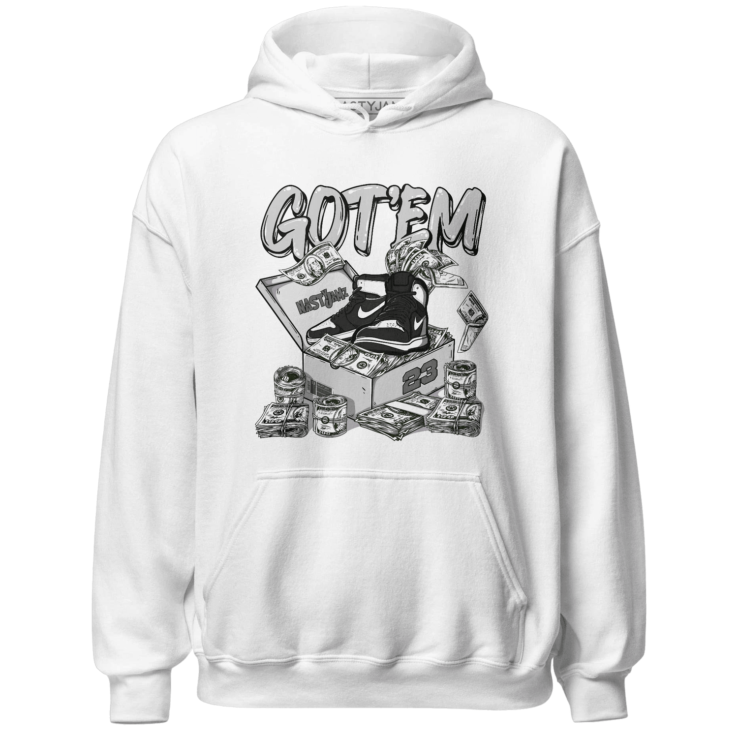 Retro High OG Black White 1s Hoodie Match Dollar Sneaker Box - NastyJamz