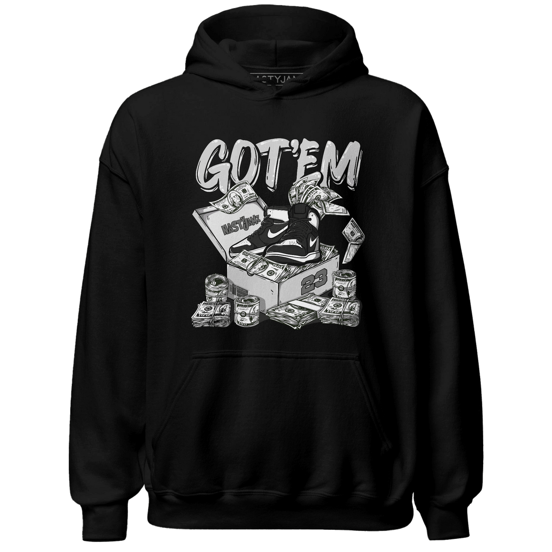 Retro High OG Black White 1s Hoodie Match Dollar Sneaker Box - NastyJamz