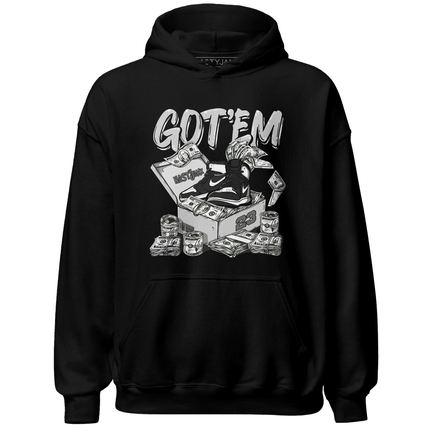 Retro High OG Black White 1s Hoodie Match Dollar Sneaker Box - NastyJamz
