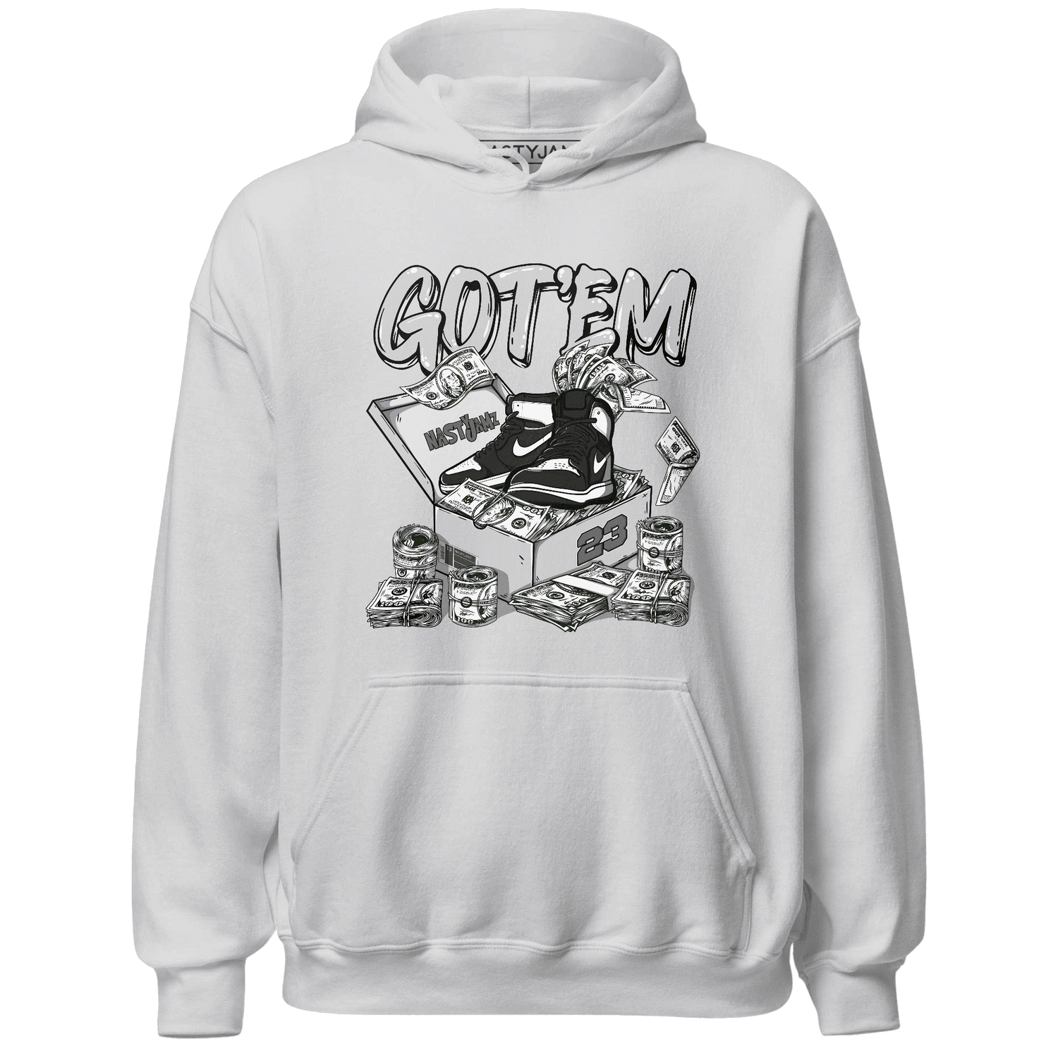 Retro High OG Black White 1s Hoodie Match Dollar Sneaker Box - NastyJamz