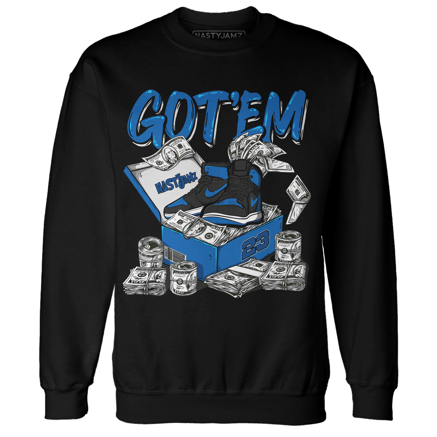 Royal Reimagined 1s Sweatshirt Match Dollar Sneaker Box - NastyJamz