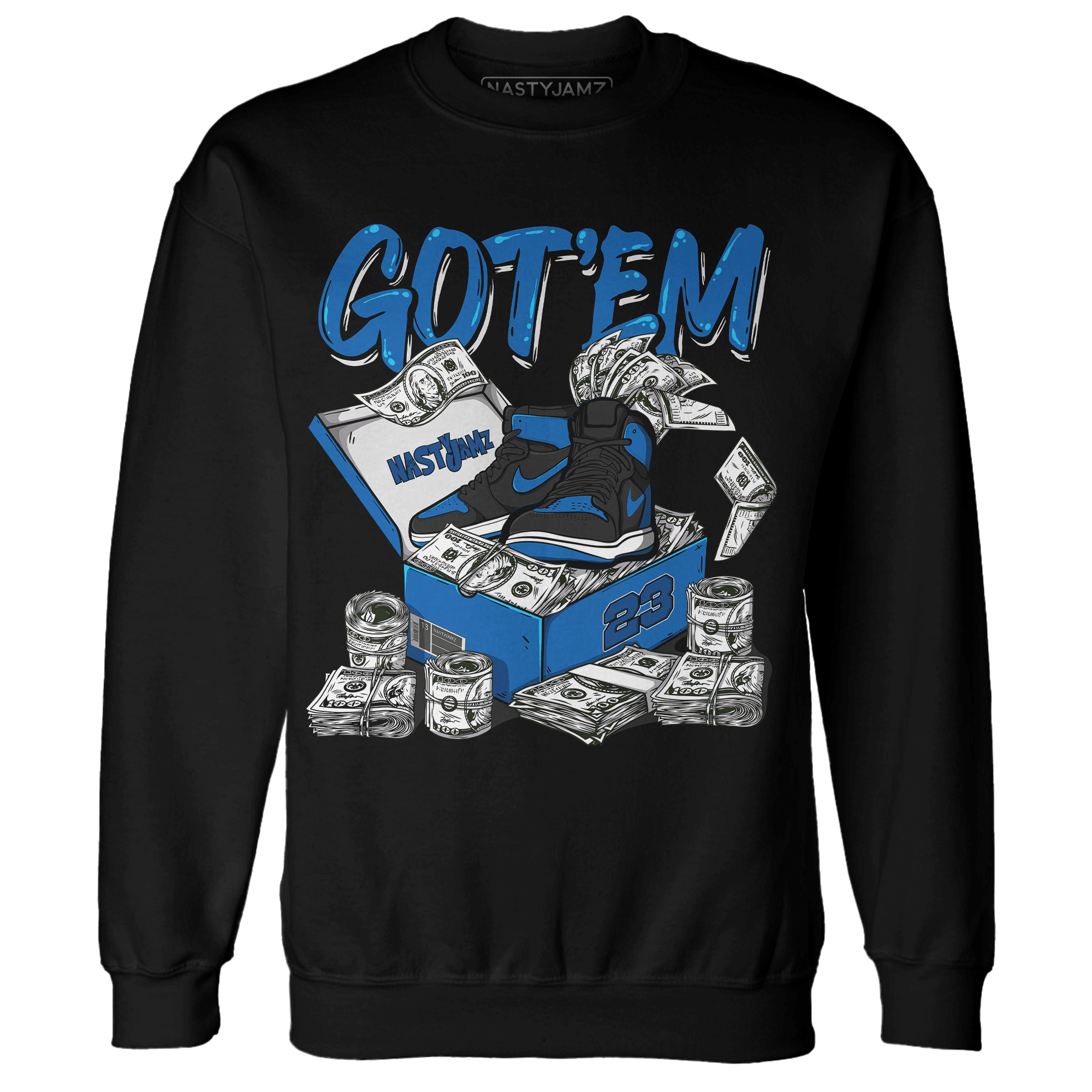 Royal Reimagined 1s Sweatshirt Match Dollar Sneaker Box - NastyJamz