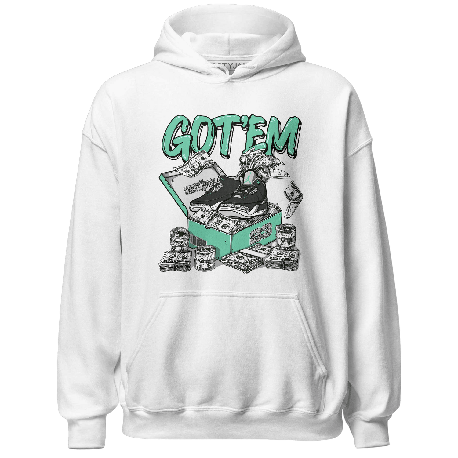 Green Glow 3s Hoodie Match Dollar Sneaker Box - NastyJamz