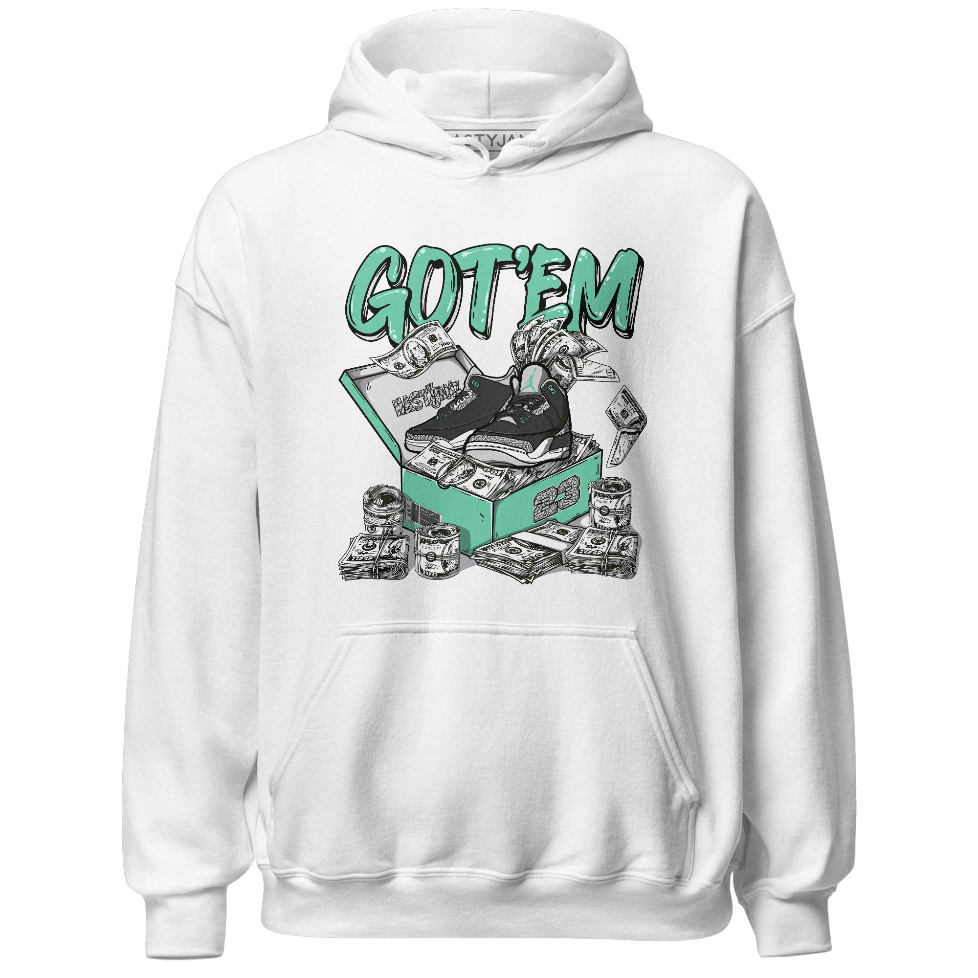 Green Glow 3s Hoodie Match Dollar Sneaker Box - NastyJamz