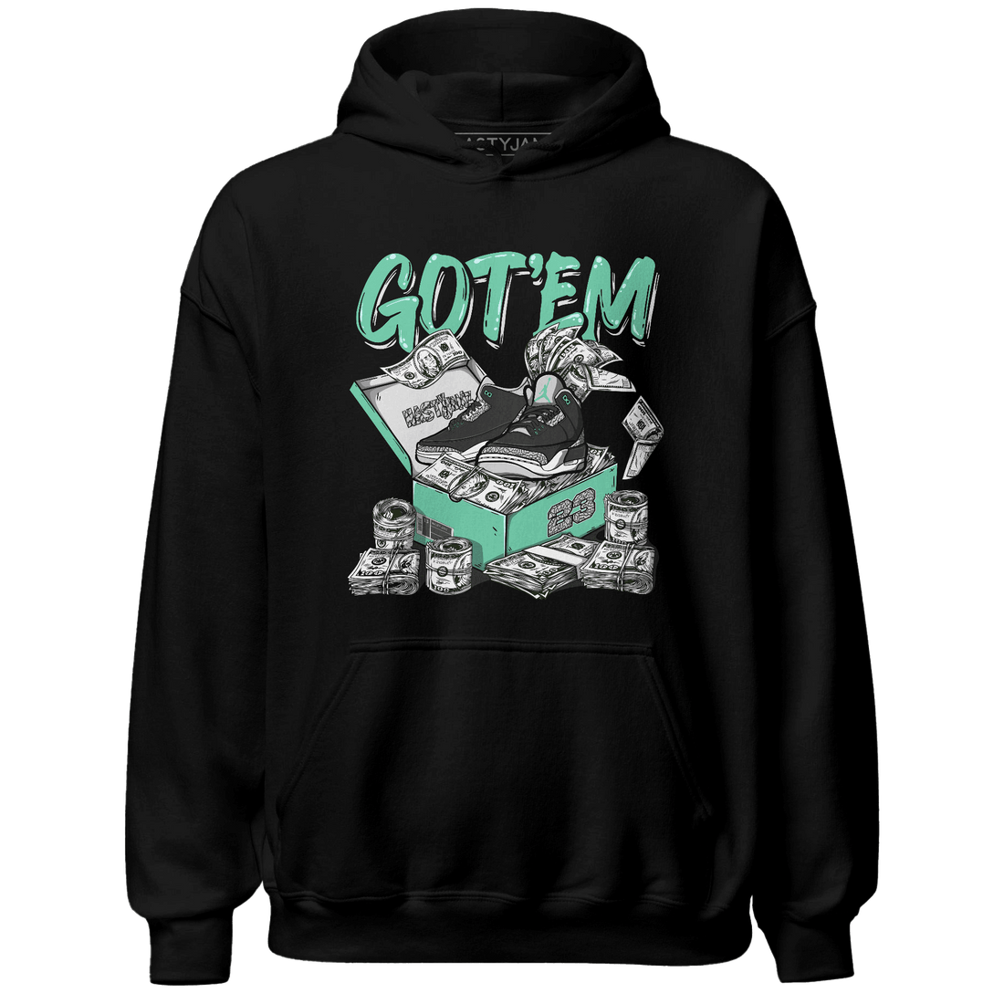Green Glow 3s Hoodie Match Dollar Sneaker Box - NastyJamz