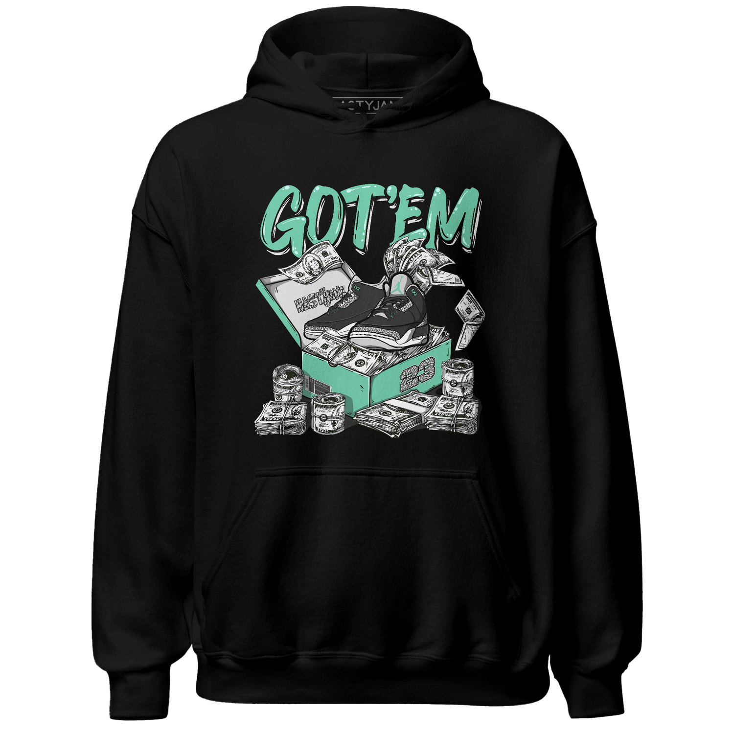 Green Glow 3s Hoodie Match Dollar Sneaker Box - NastyJamz