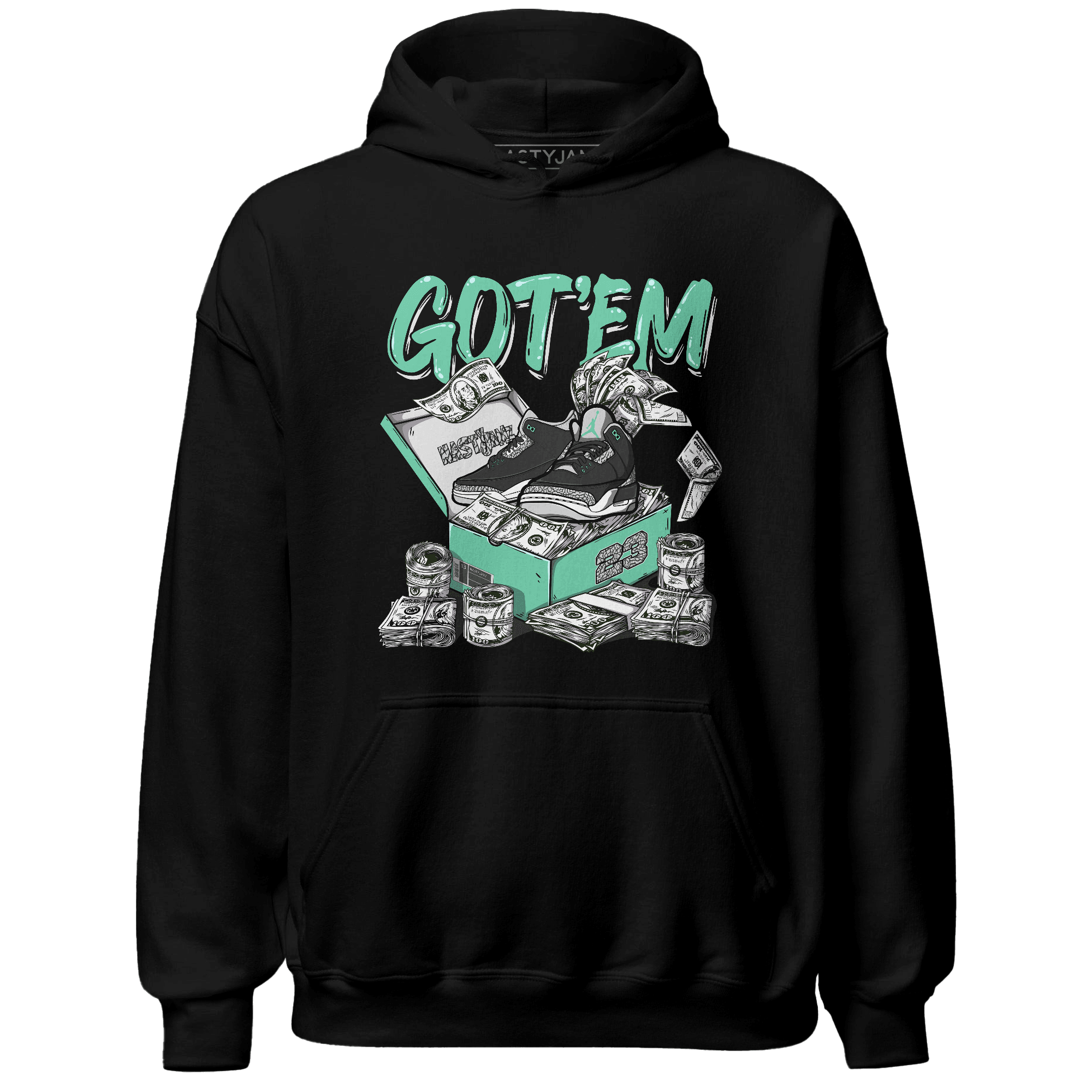 Green Glow 3s Hoodie Match Dollar Sneaker Box - NastyJamz