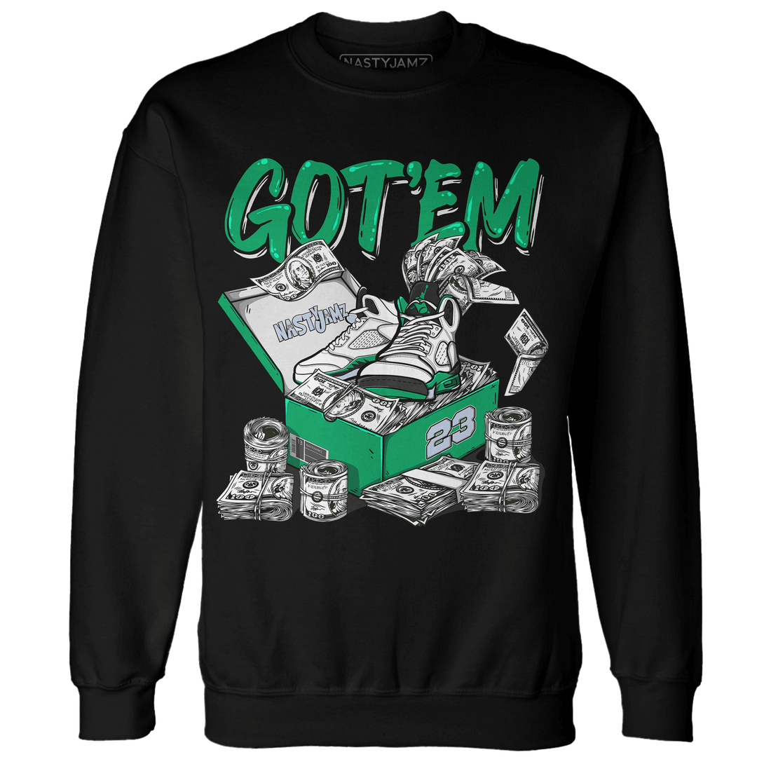 Lucky Green 5s Sweatshirt Match Dollar Sneaker Box - NastyJamz
