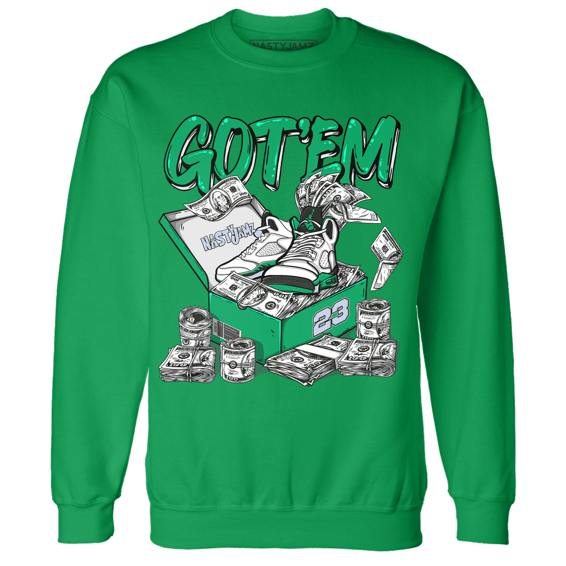 Lucky Green 5s Sweatshirt Match Dollar Sneaker Box - NastyJamz