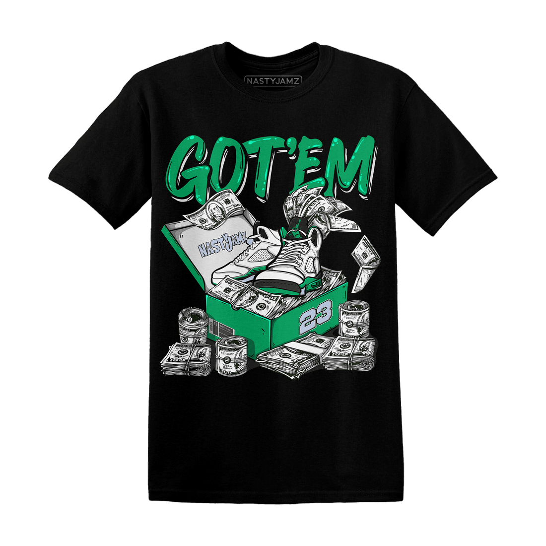 Lucky Green 5s T Shirt Match Dollar Sneaker Box - NastyJamz