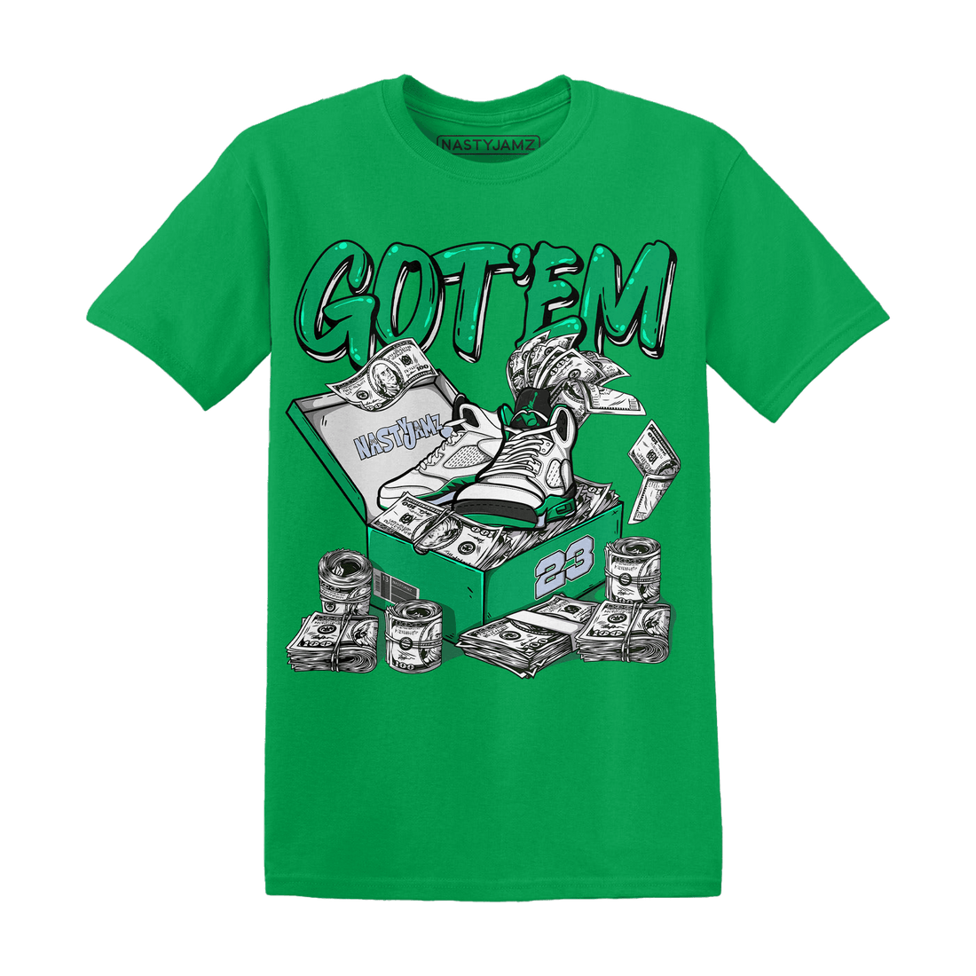 Lucky Green 5s T Shirt Match Dollar Sneaker Box - NastyJamz