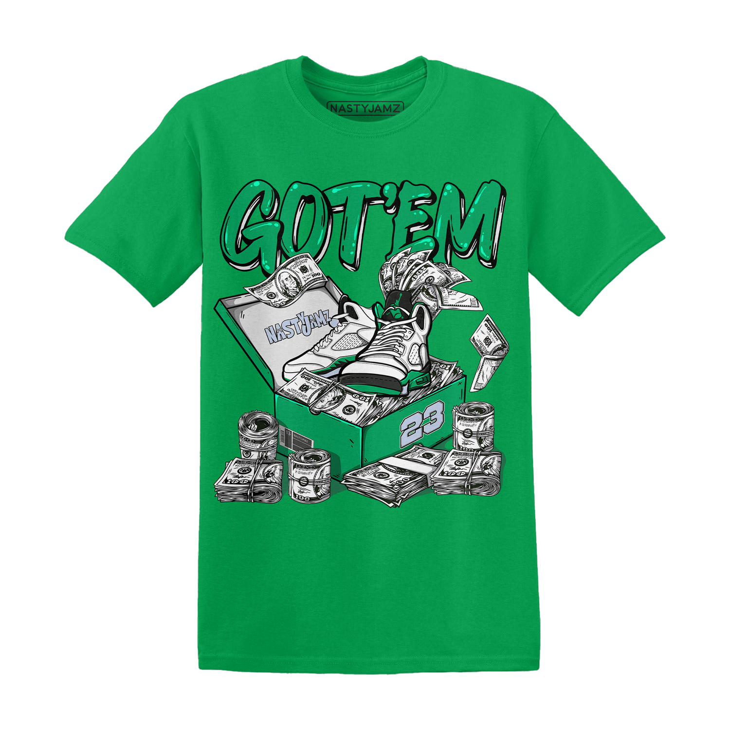 Lucky Green 5s T Shirt Match Dollar Sneaker Box - NastyJamz