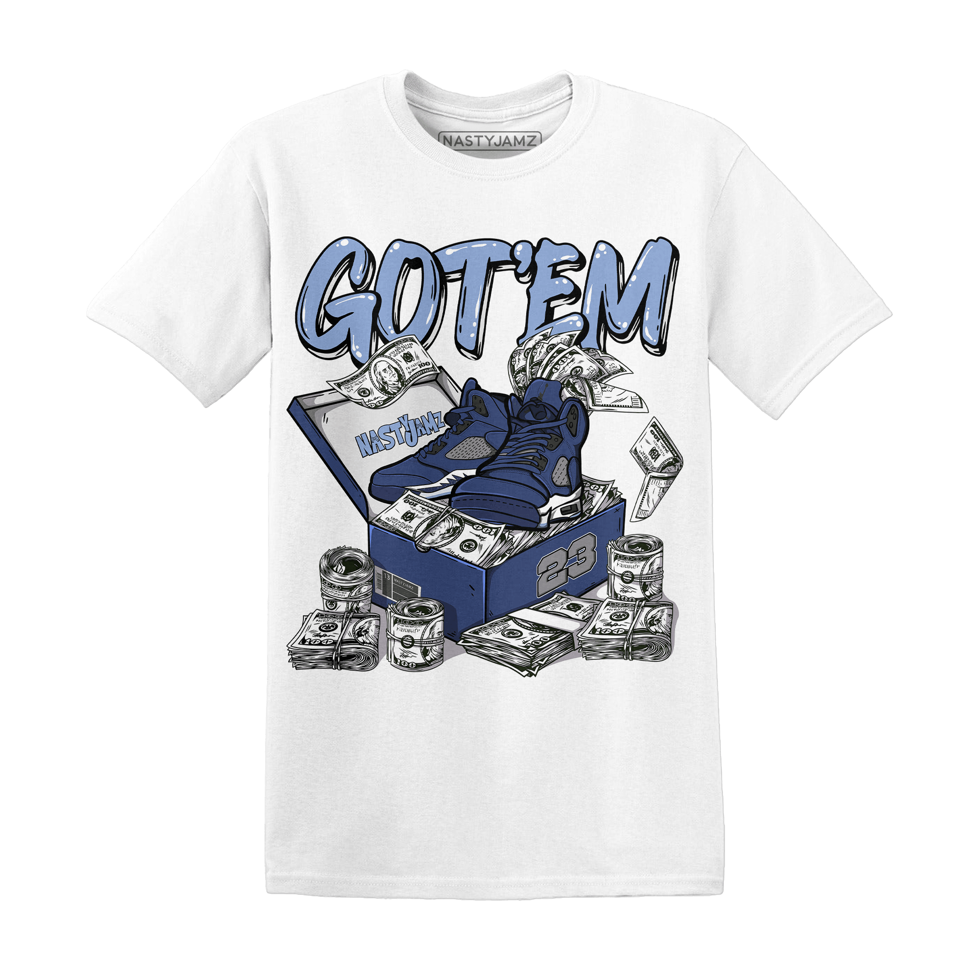 Midnight Navy 5s T Shirt Match Dollar Sneaker Box - NastyJamz