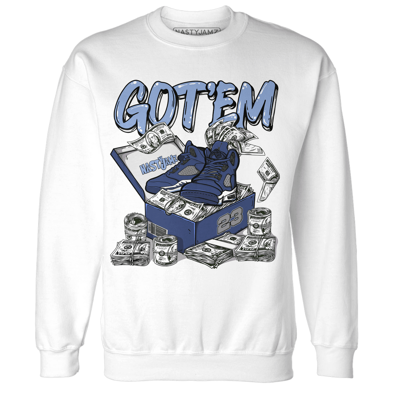 Midnight Navy 5s Sweatshirt Match Dollar Sneaker Box - NastyJamz