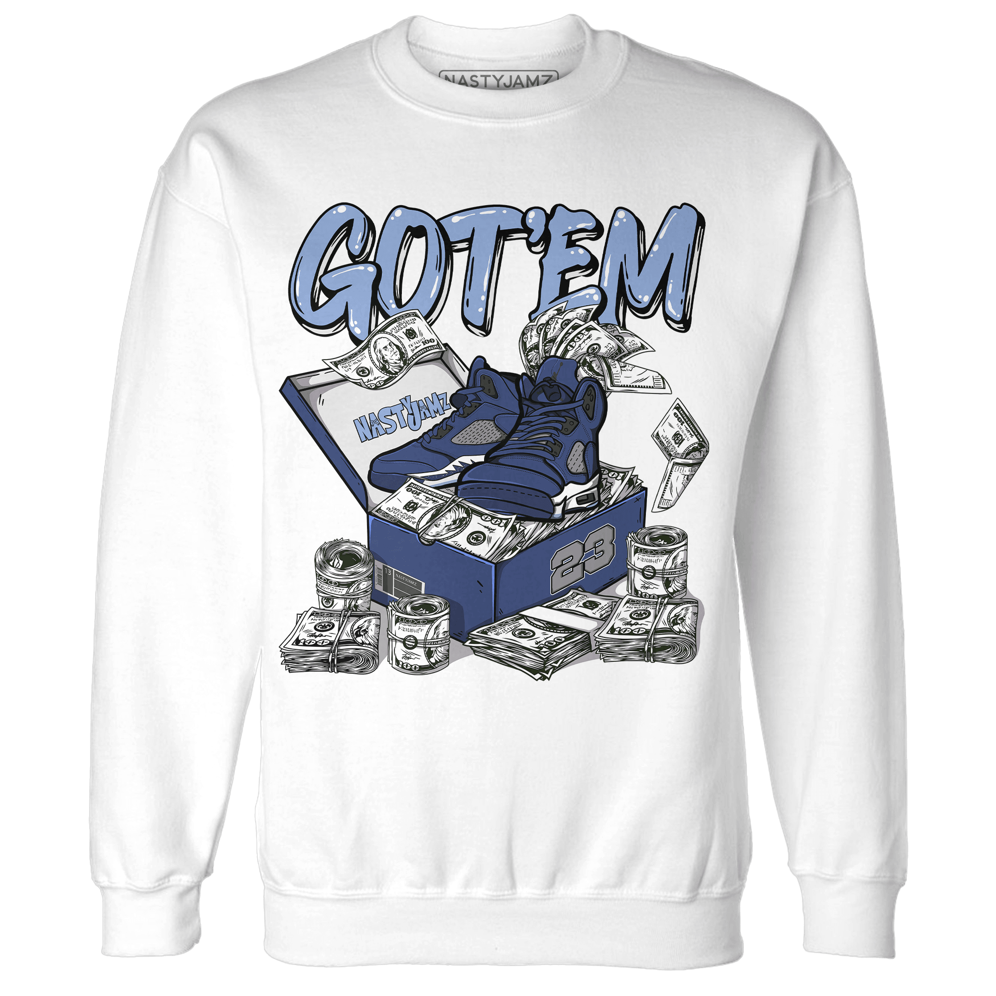 Midnight Navy 5s Sweatshirt Match Dollar Sneaker Box - NastyJamz