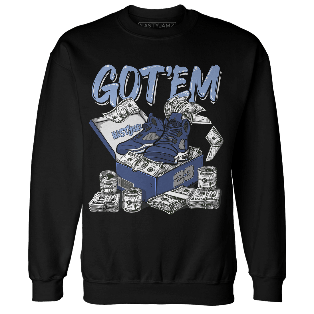 Midnight Navy 5s Sweatshirt Match Dollar Sneaker Box - NastyJamz