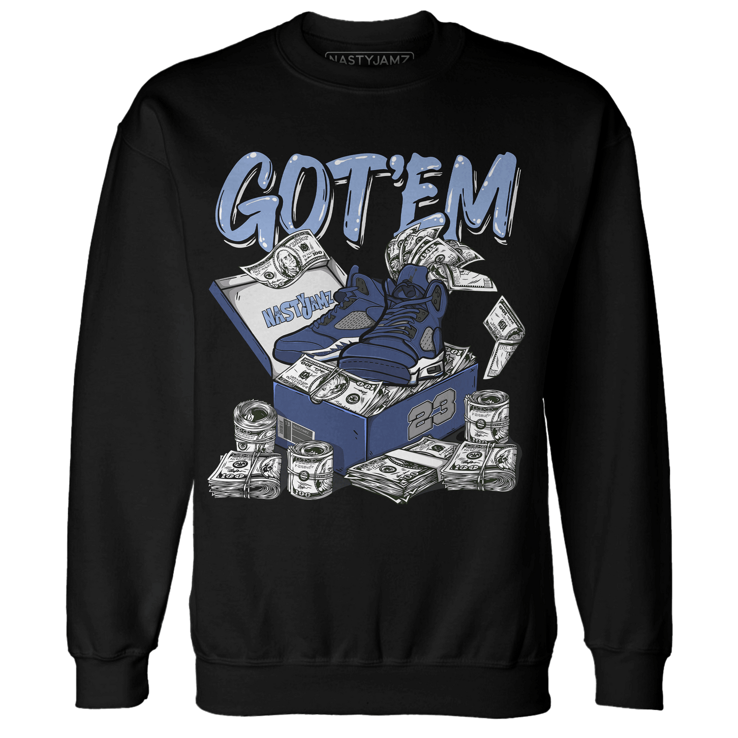 Midnight Navy 5s Sweatshirt Match Dollar Sneaker Box - NastyJamz