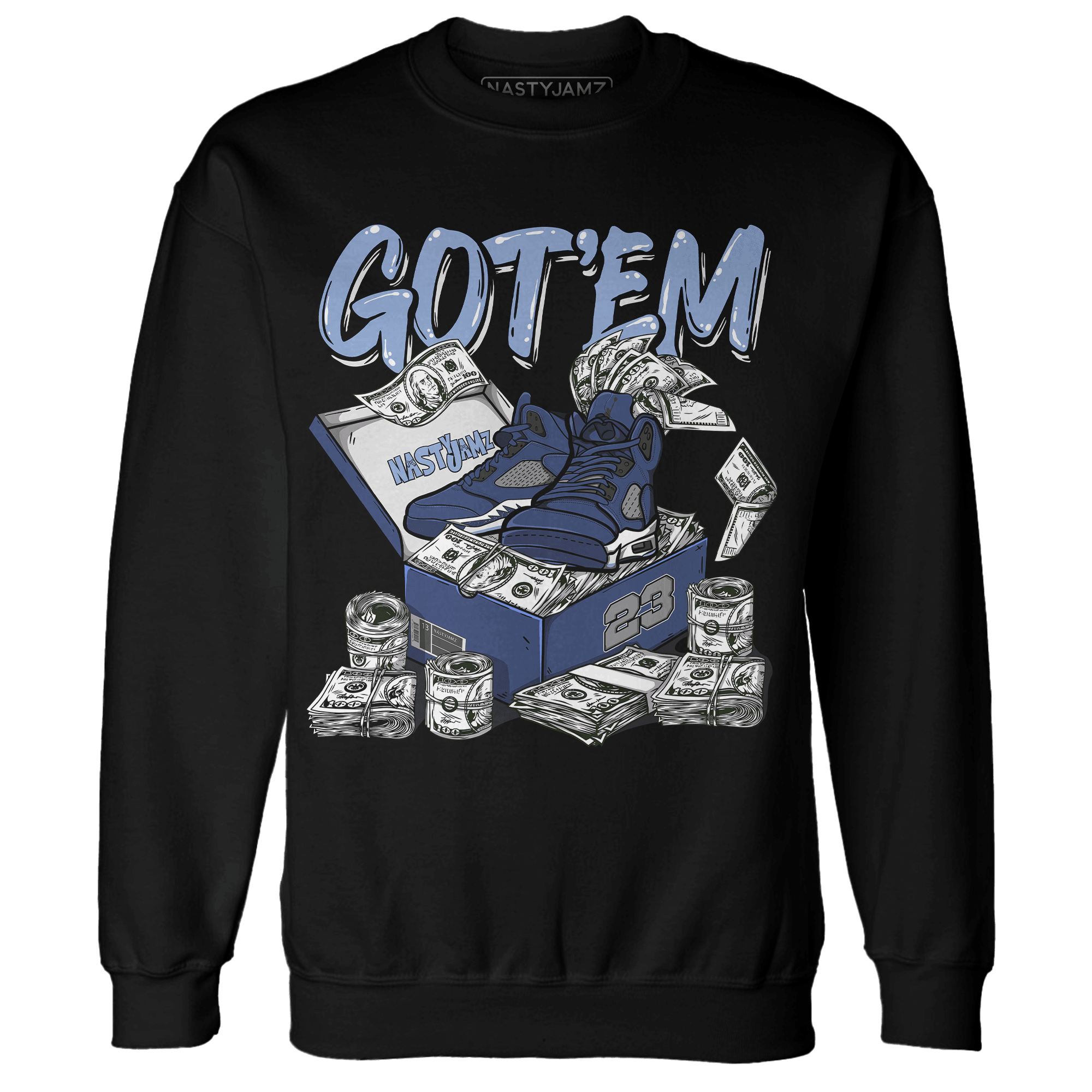 Midnight Navy 5s Sweatshirt Match Dollar Sneaker Box - NastyJamz