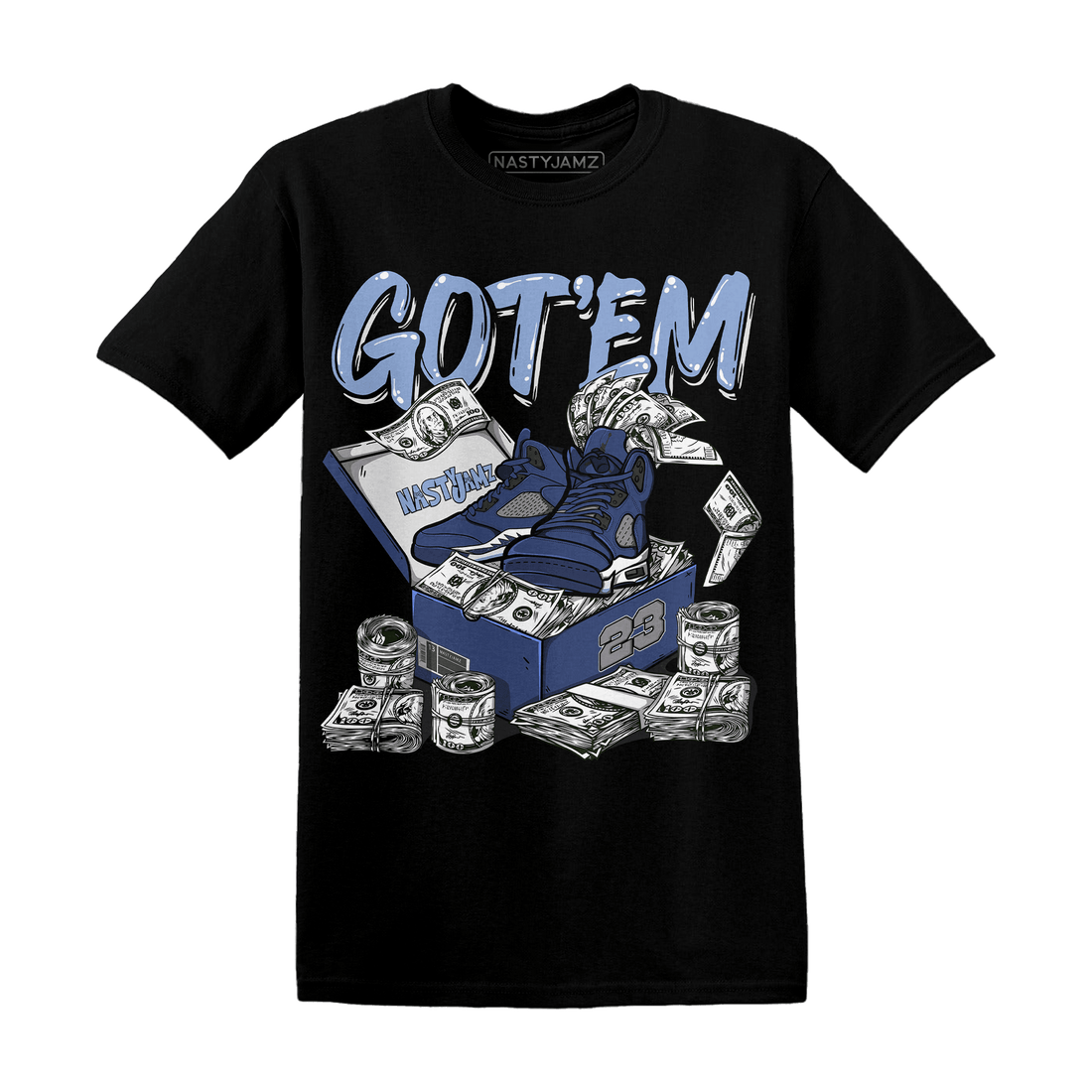 Midnight Navy 5s T Shirt Match Dollar Sneaker Box - NastyJamz