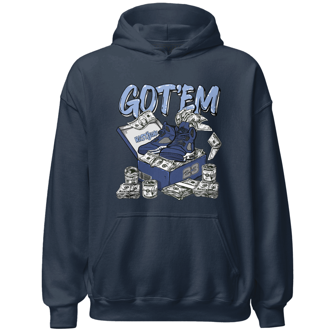Midnight Navy 5s Hoodie Match Dollar Sneaker Box - NastyJamz