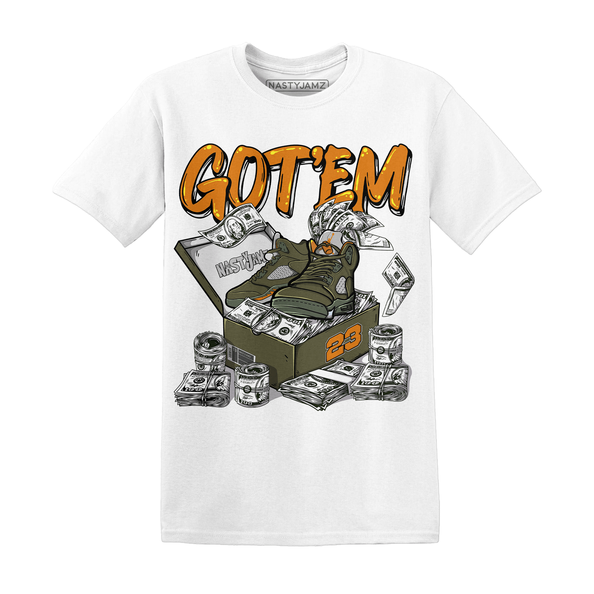 Olive 5s T Shirt Match Dollar Sneaker Box - NastyJamz
