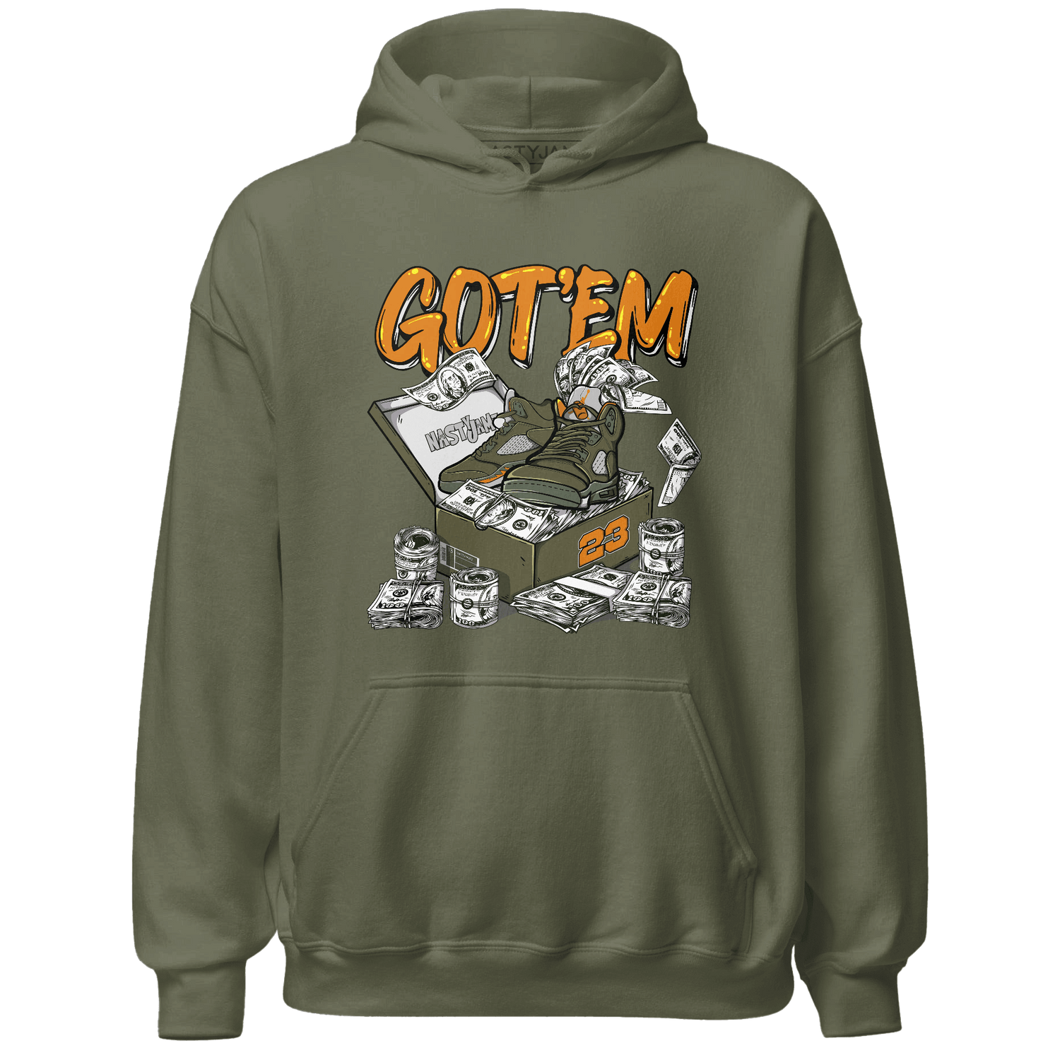 Olive 5s Hoodie Match Dollar Sneaker Box - NastyJamz