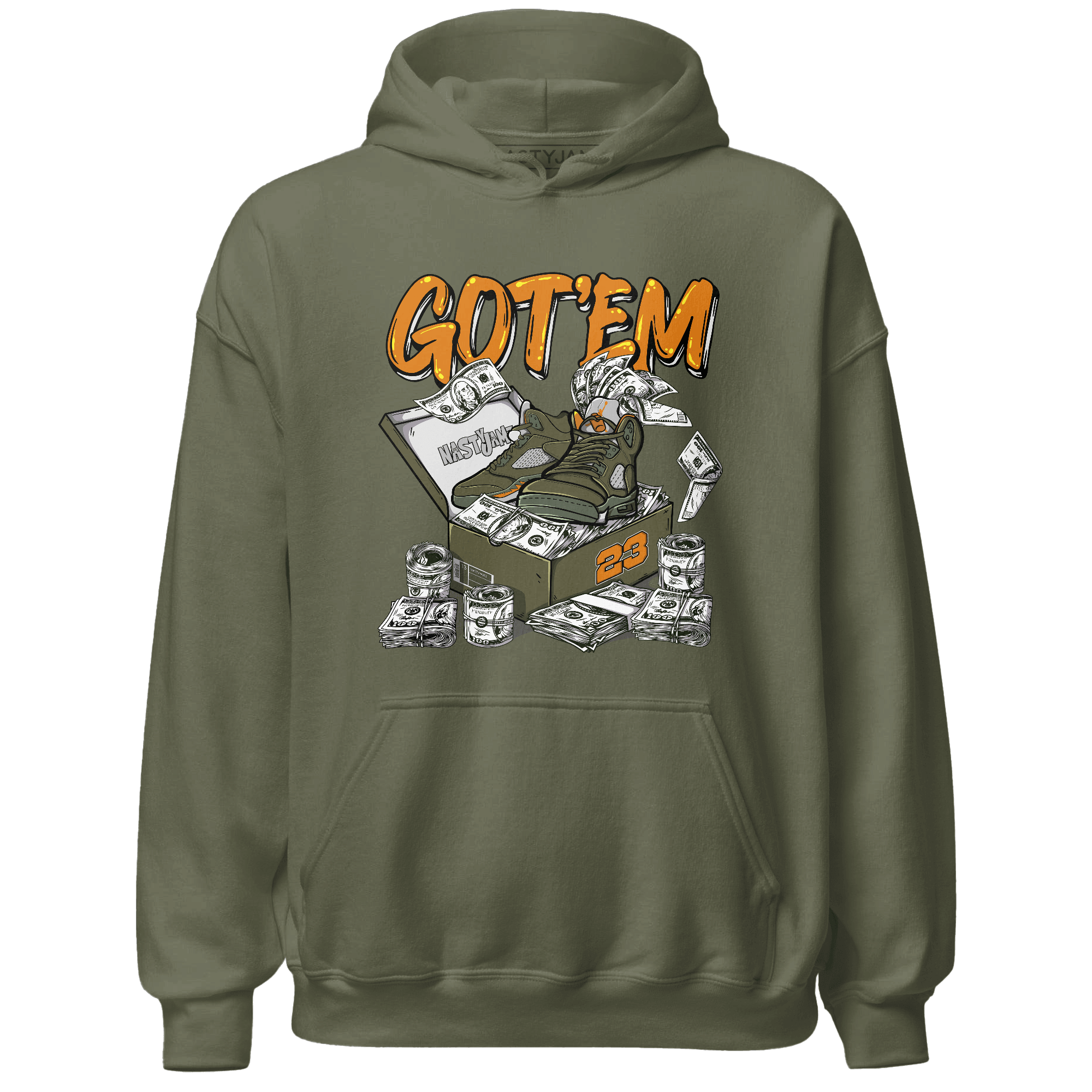 Olive 5s Hoodie Match Dollar Sneaker Box - NastyJamz