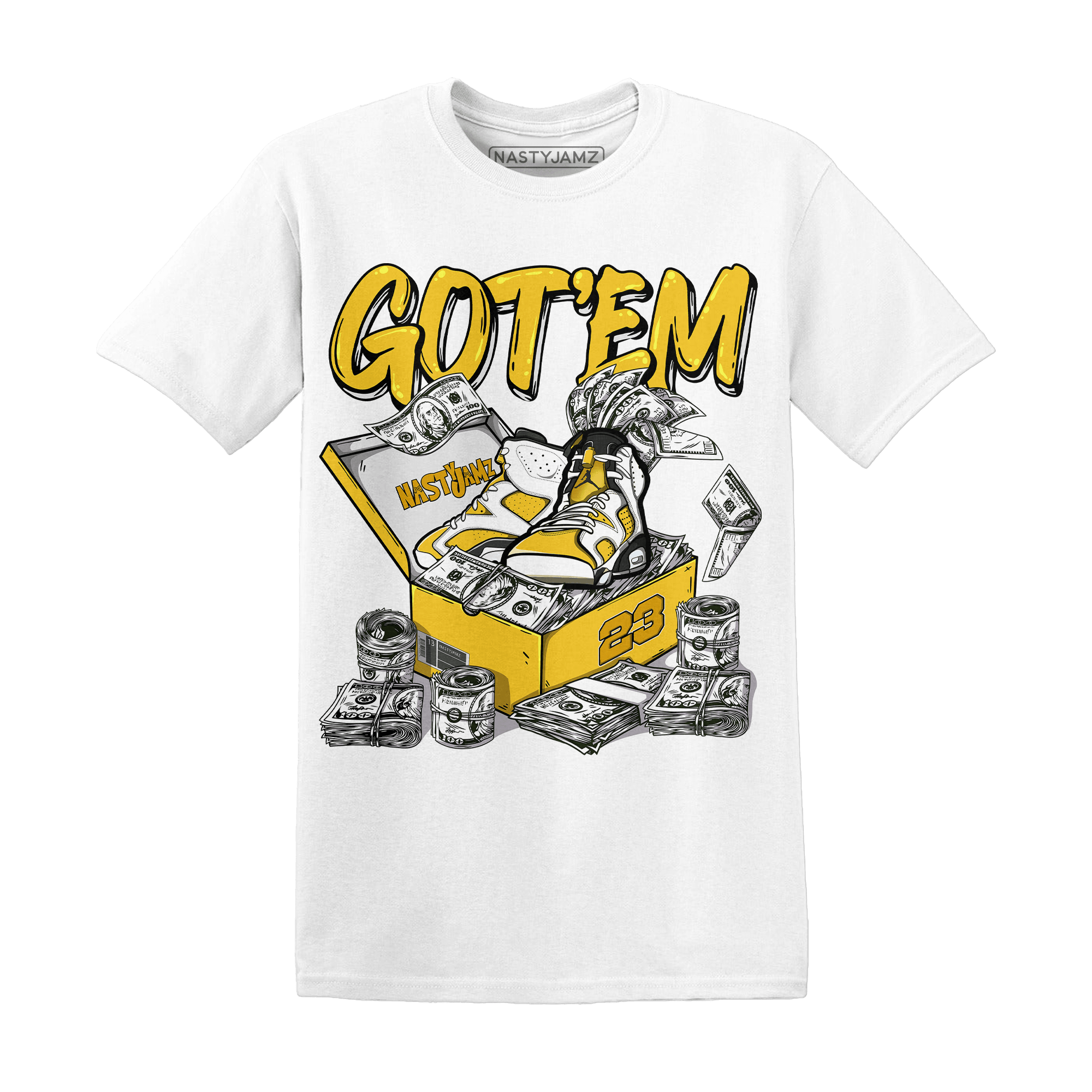 Yellow Ochre 6s T Shirt Match Dollar Sneaker Box - NastyJamz