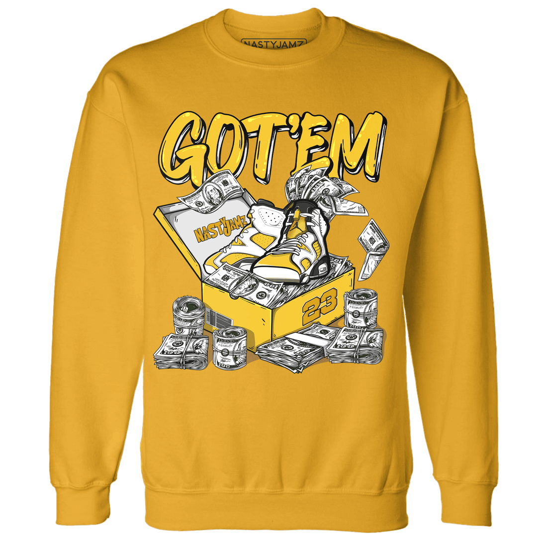 Yellow Ochre 6s Sweatshirt Match Dollar Sneaker Box - NastyJamz