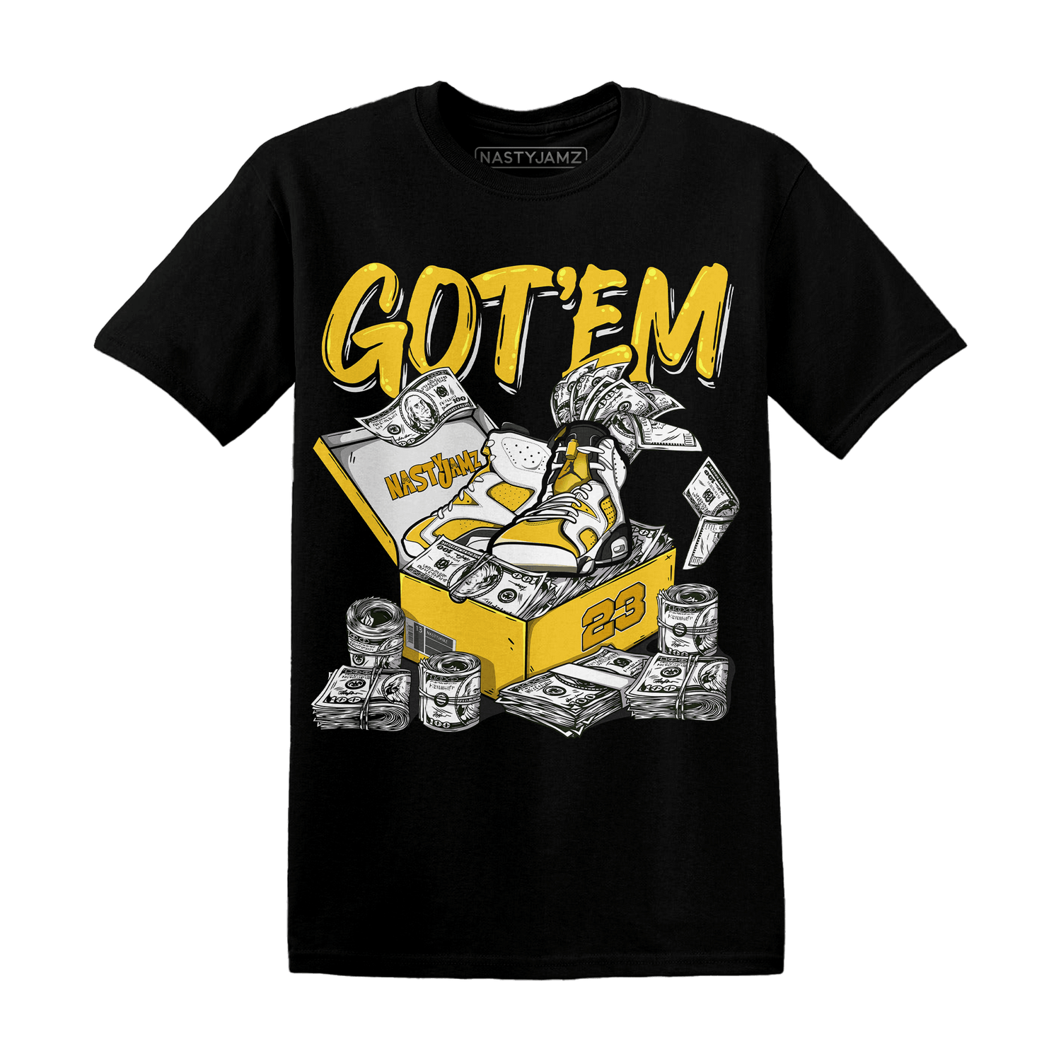 Yellow Ochre 6s T Shirt Match Dollar Sneaker Box - NastyJamz