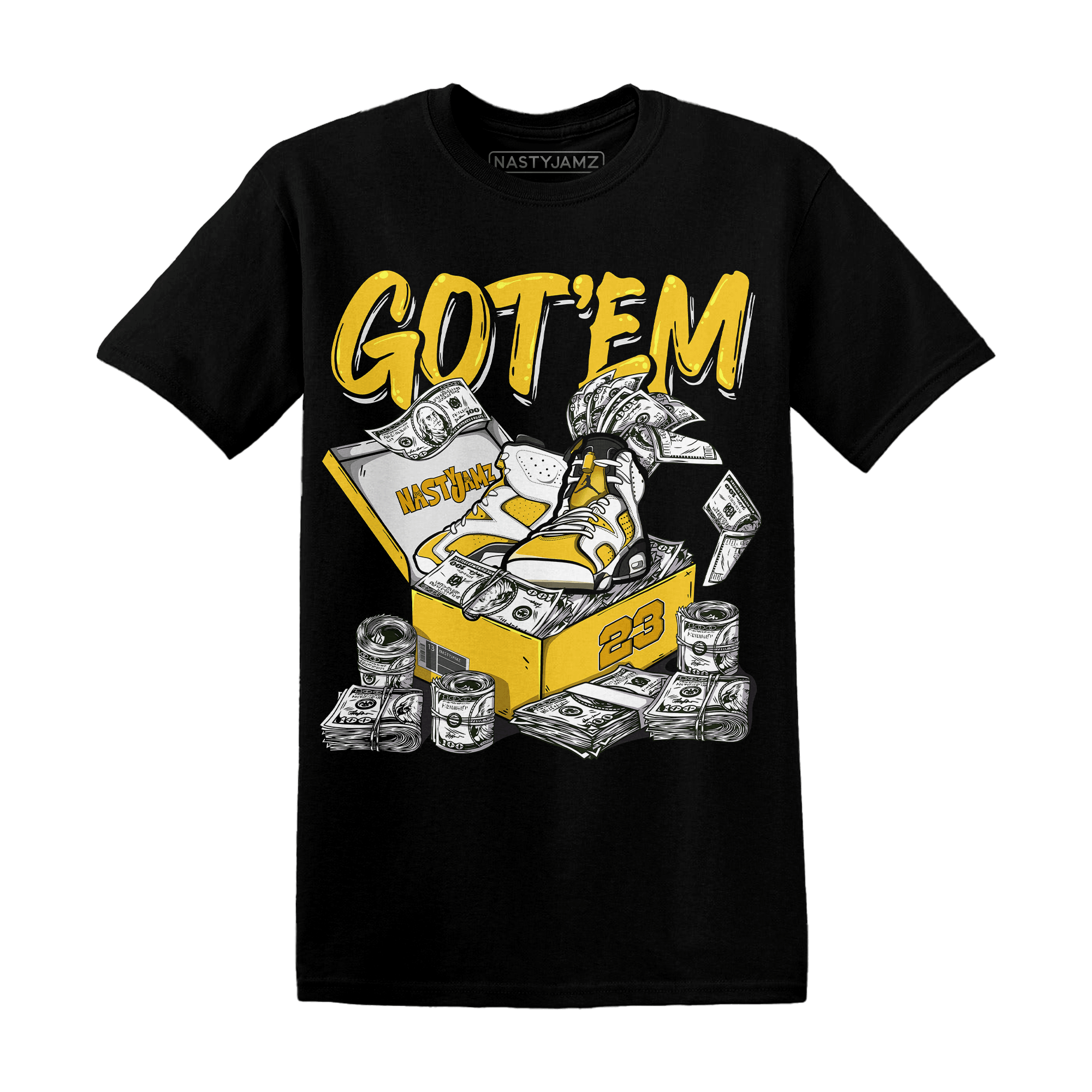 Yellow Ochre 6s T Shirt Match Dollar Sneaker Box - NastyJamz