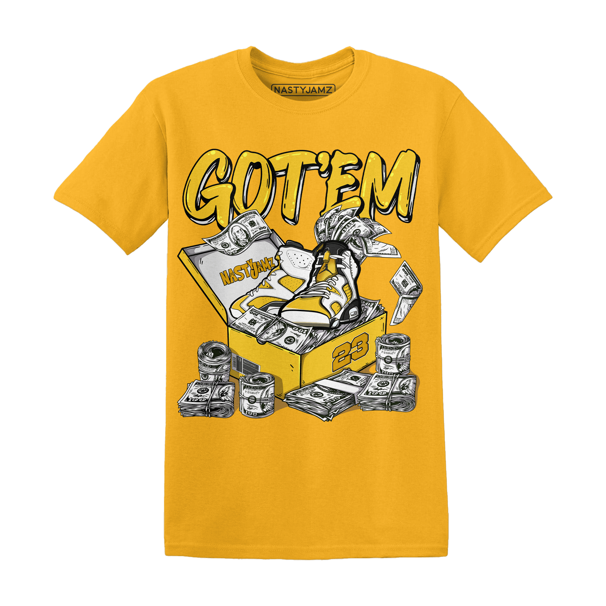Yellow Ochre 6s T Shirt Match Dollar Sneaker Box - NastyJamz