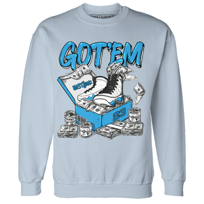 Powder Blue 9s Sweatshirt Match Dollar Sneaker Box - NastyJamz