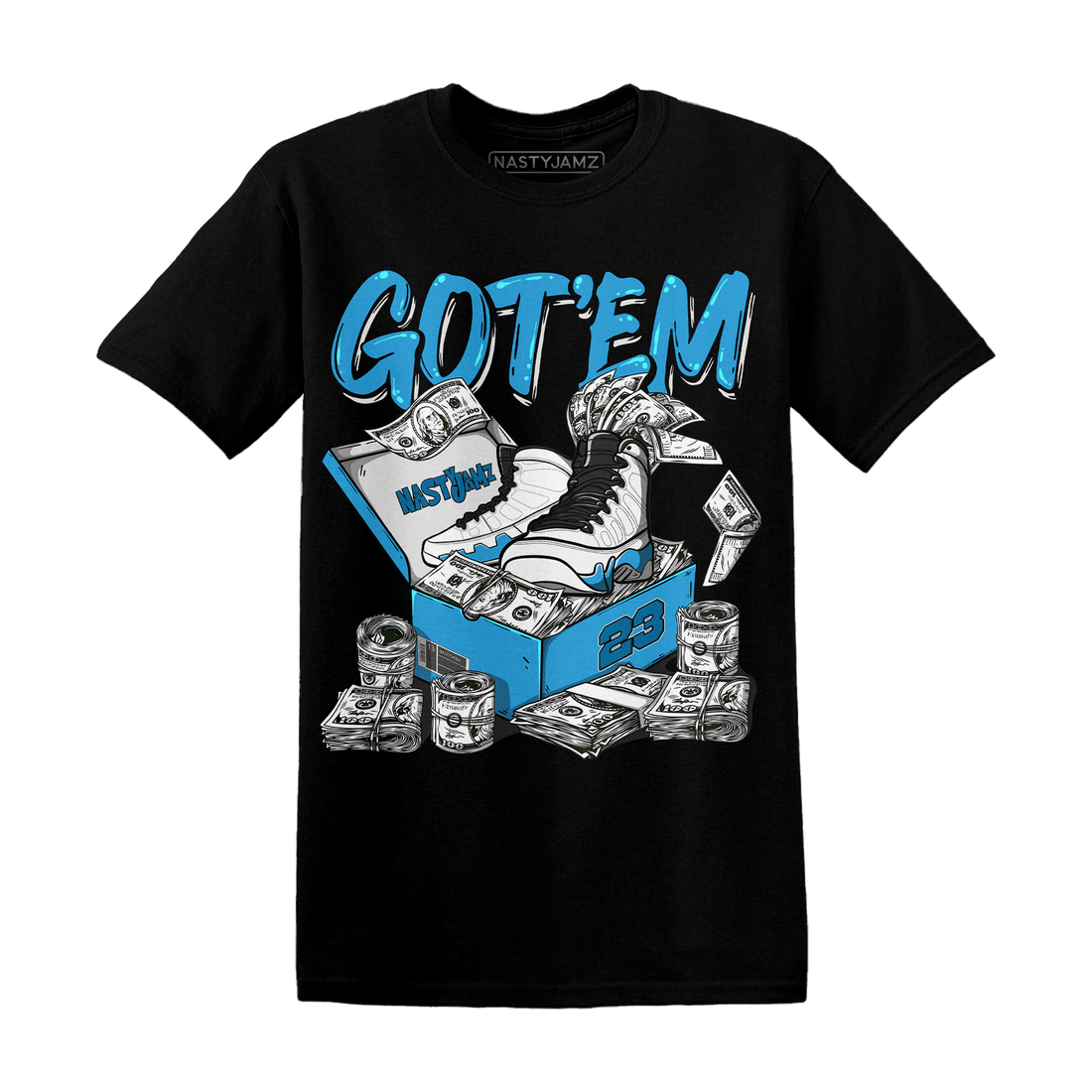 Powder Blue 9s T Shirt Match Dollar Sneaker Box - NastyJamz