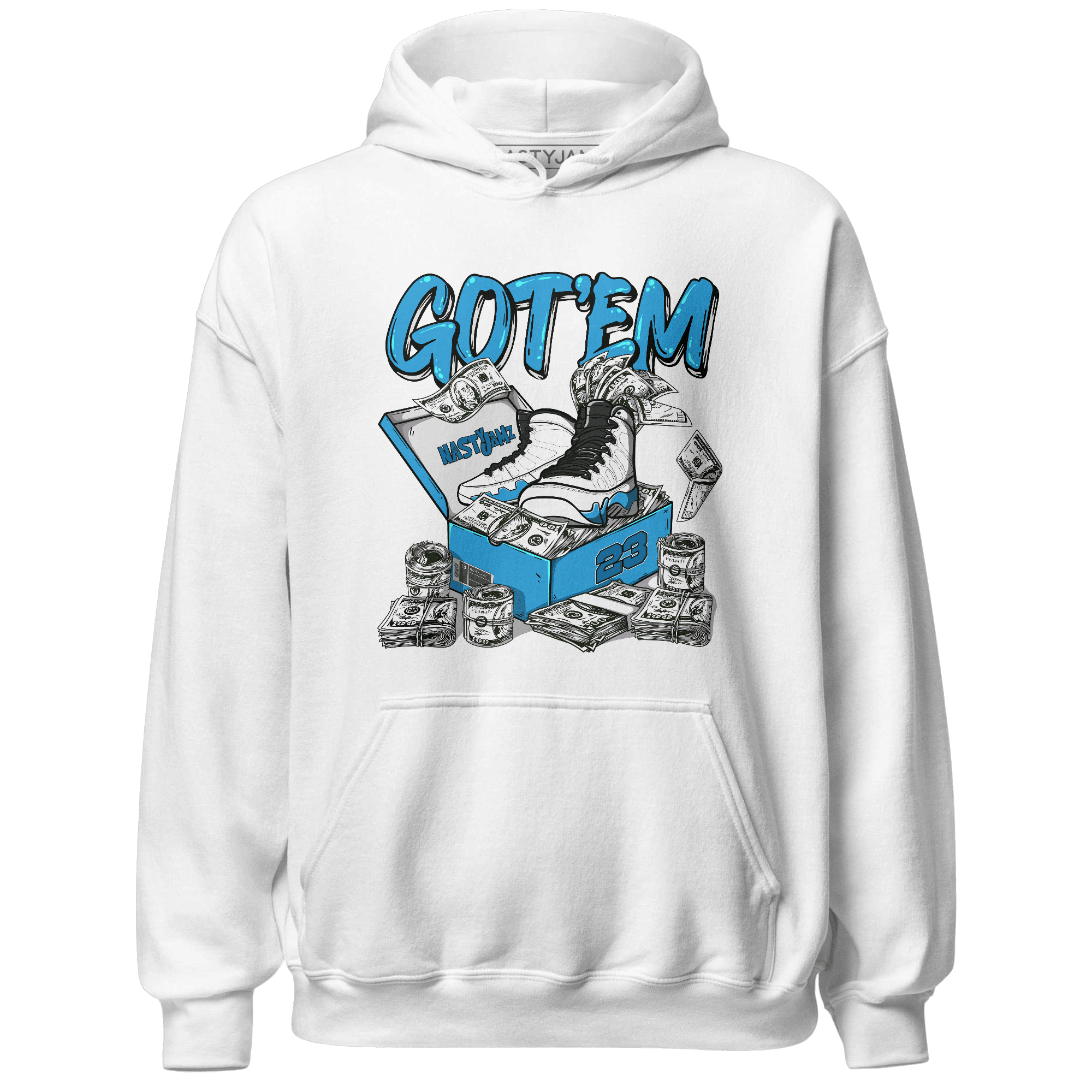 Powder Blue 9s Hoodie Match Dollar Sneaker Box - NastyJamz