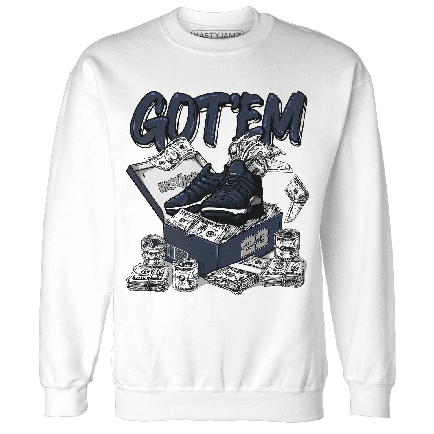 VaporMax-Plus-Midnight-Navy-White-Metallic-Silver-NastyJamz-Sweatshirt-Match-Dollar-Sneaker-Box