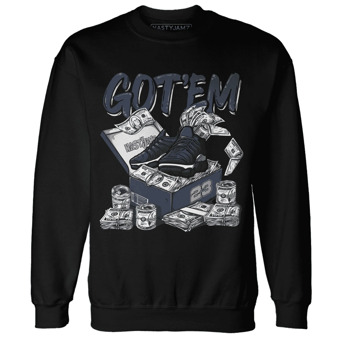 VaporMax-Plus-Midnight-Navy-White-Metallic-Silver-NastyJamz-Sweatshirt-Match-Dollar-Sneaker-Box