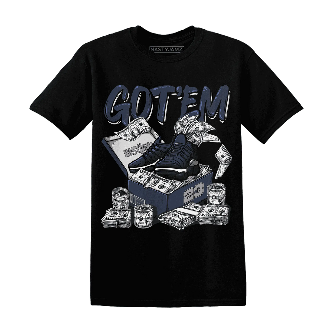VaporMax-Plus-Midnight-Navy-White-Metallic-Silver-NastyJamz-T-Shirt-Match-Dollar-Sneaker-Box