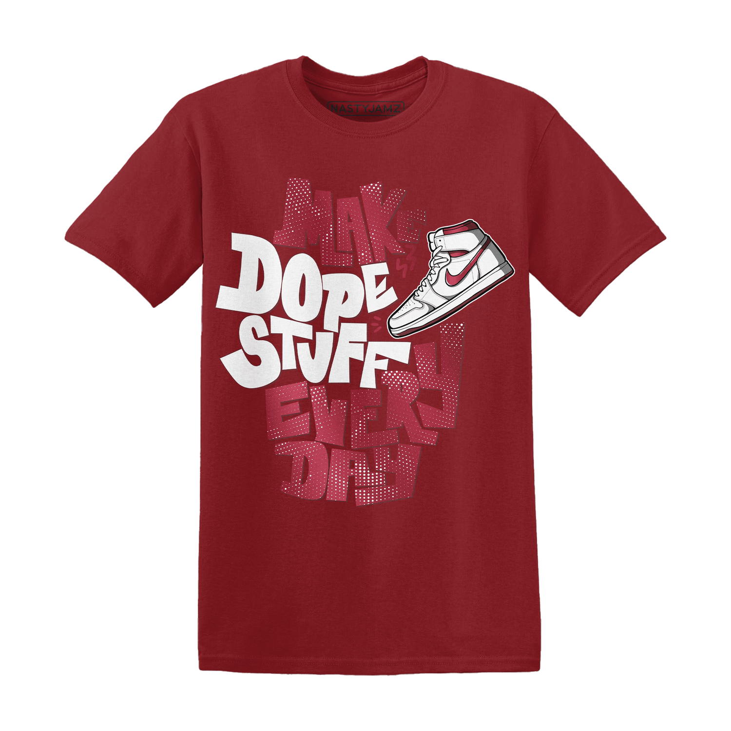High 85 Metallic Burgundy 1s T Shirt Match Dope Sneaker - NastyJamz