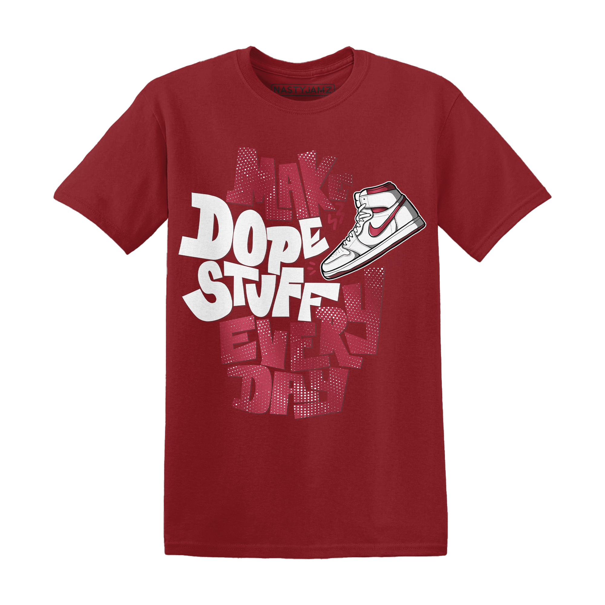 High 85 Metallic Burgundy 1s T Shirt Match Dope Sneaker - NastyJamz