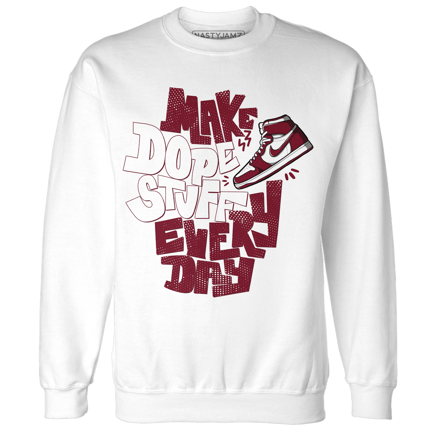 High White Team Red 1s Sweatshirt Match Dope Sneaker - NastyJamz