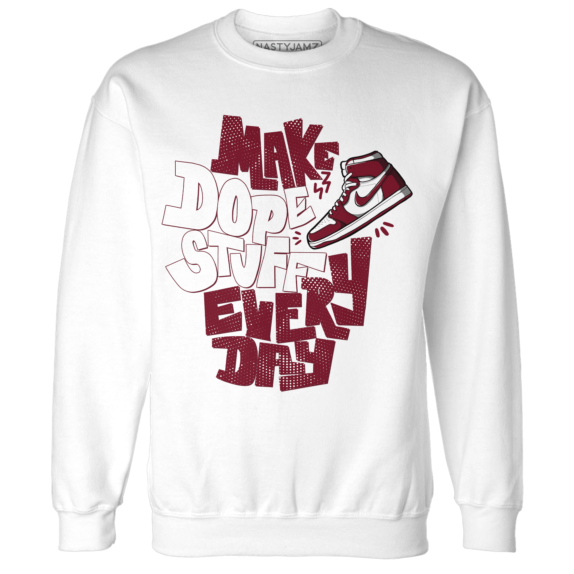 High White Team Red 1s Sweatshirt Match Dope Sneaker - NastyJamz