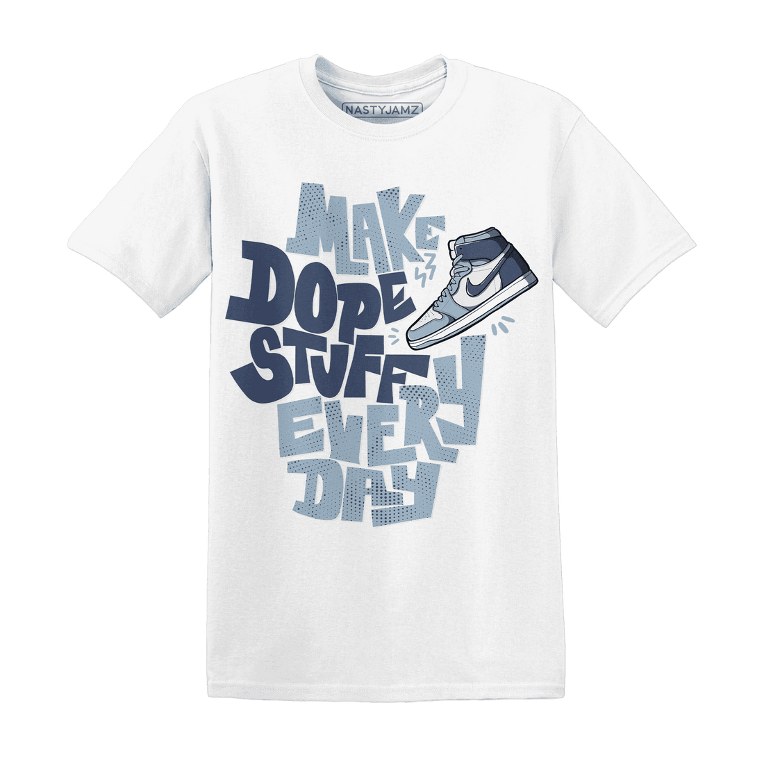 Mid Diffused Blue Grey 1s T Shirt Match Dope Sneaker - NastyJamz