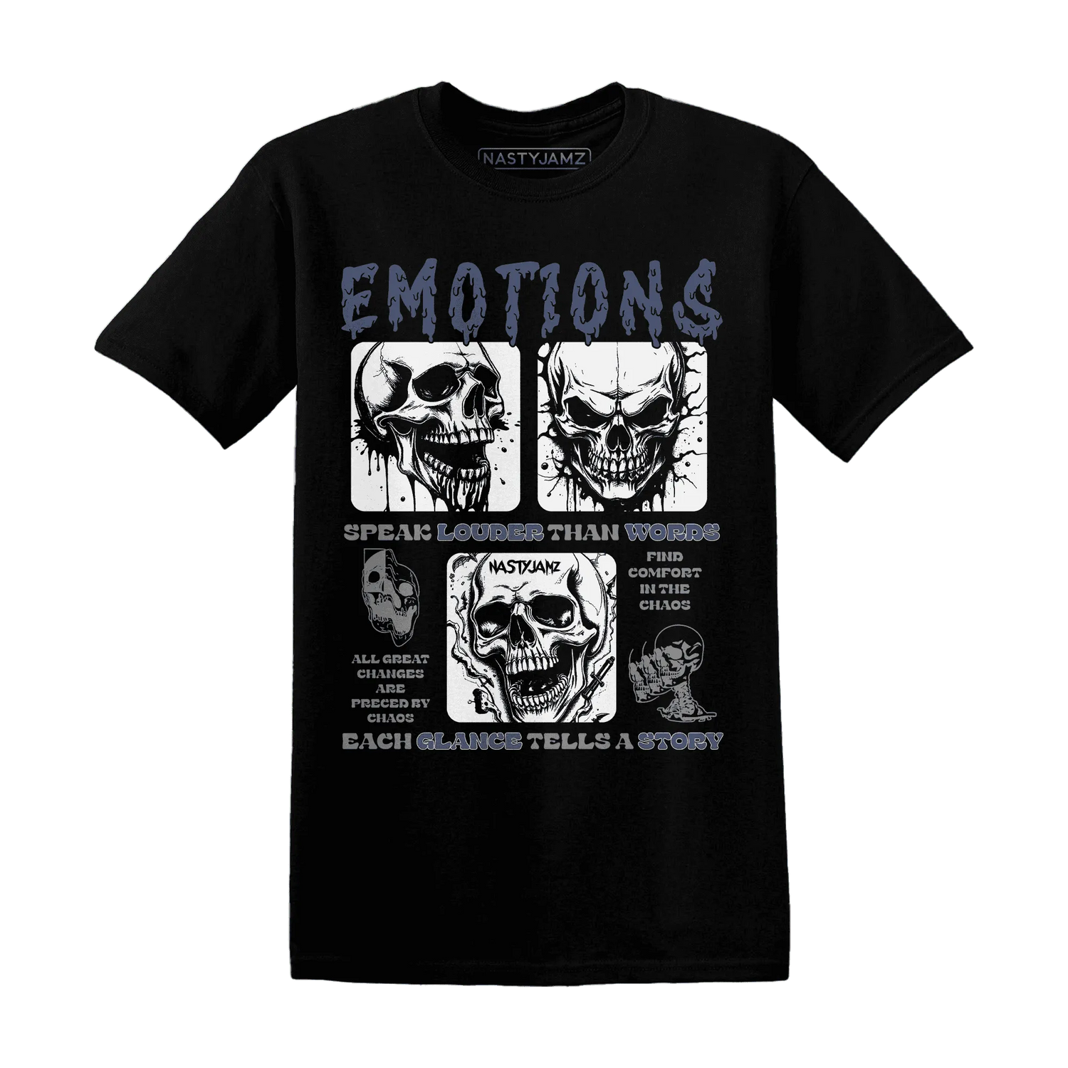 NastyJamz-Low-Diffused-Blue-11s-T-Shirt-Match-Emotions-Skull