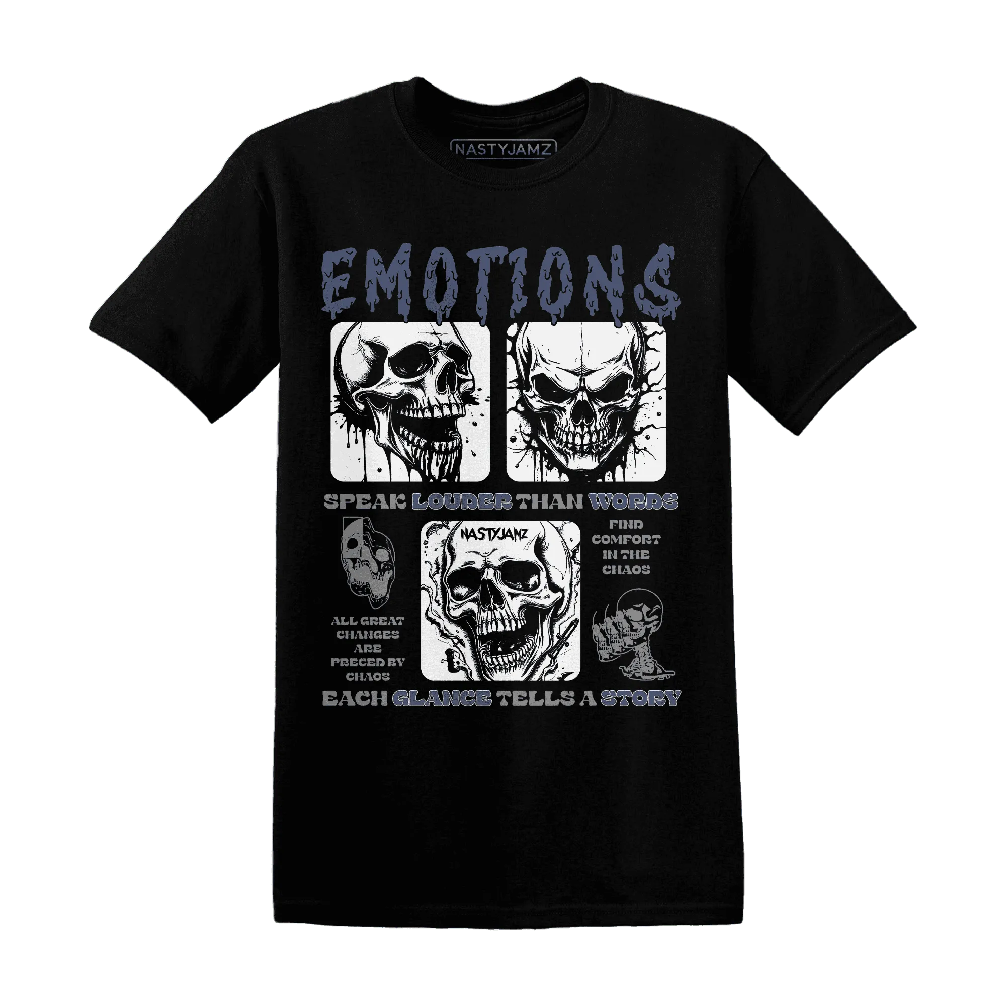 NastyJamz-Low-Diffused-Blue-11s-T-Shirt-Match-Emotions-Skull