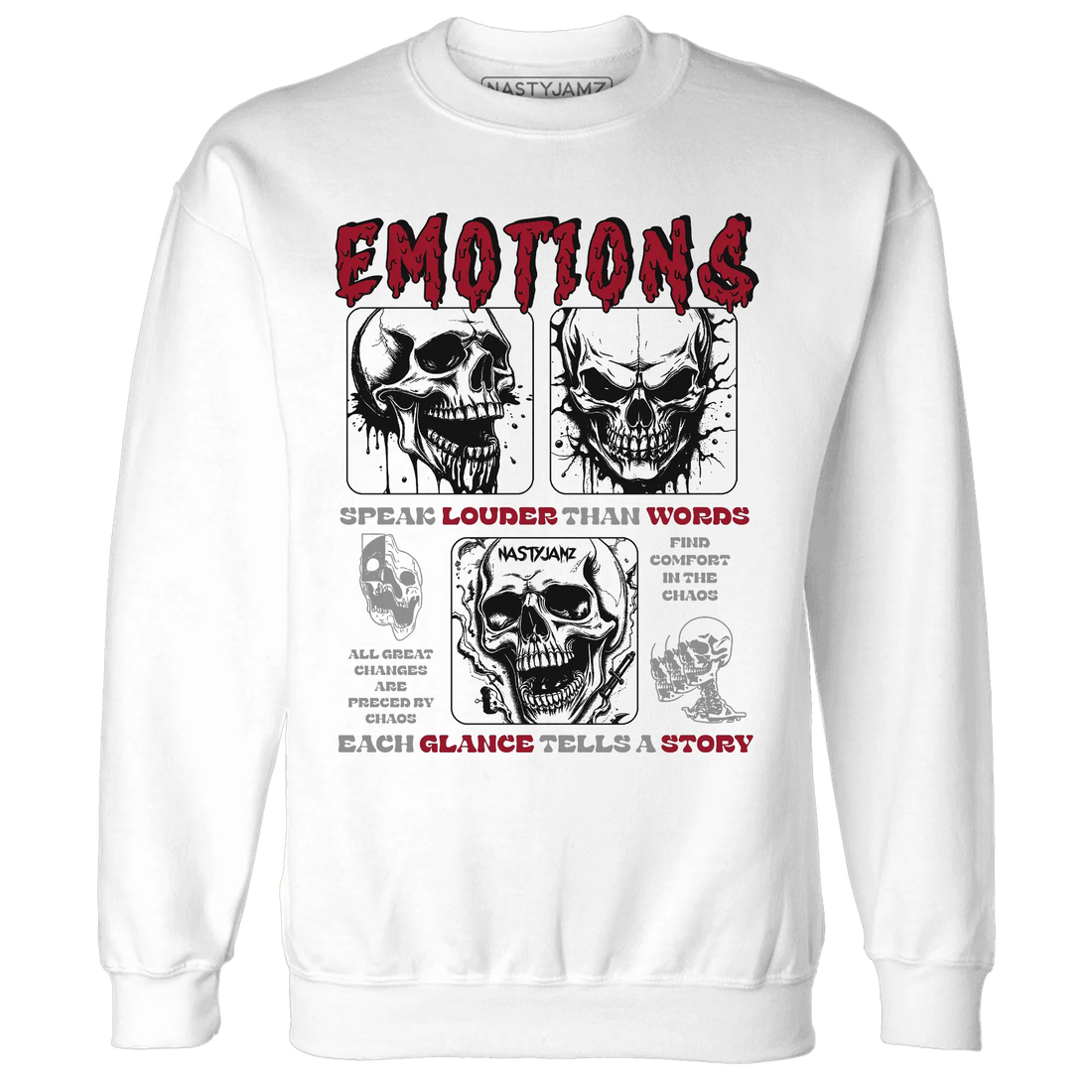 NastyJamz-Retro-Red-Taxi-12s-Sweatshirt-Match-Emotions-Skull