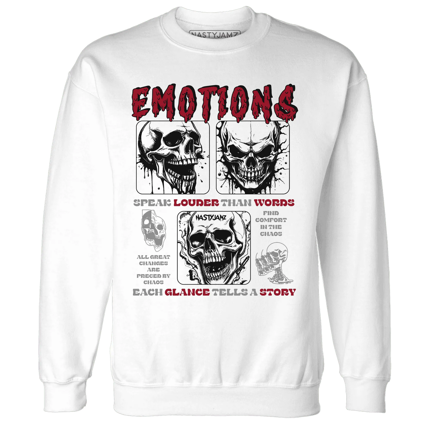 NastyJamz-Retro-Red-Taxi-12s-Sweatshirt-Match-Emotions-Skull