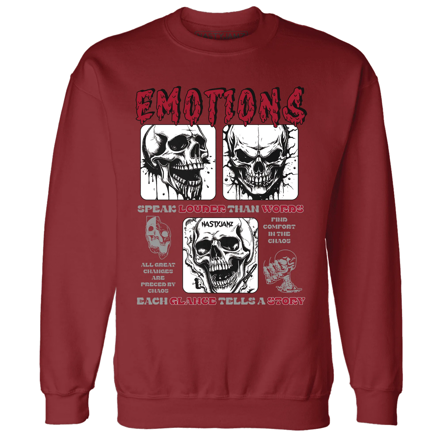 NastyJamz-Retro-Red-Taxi-12s-Sweatshirt-Match-Emotions-Skull