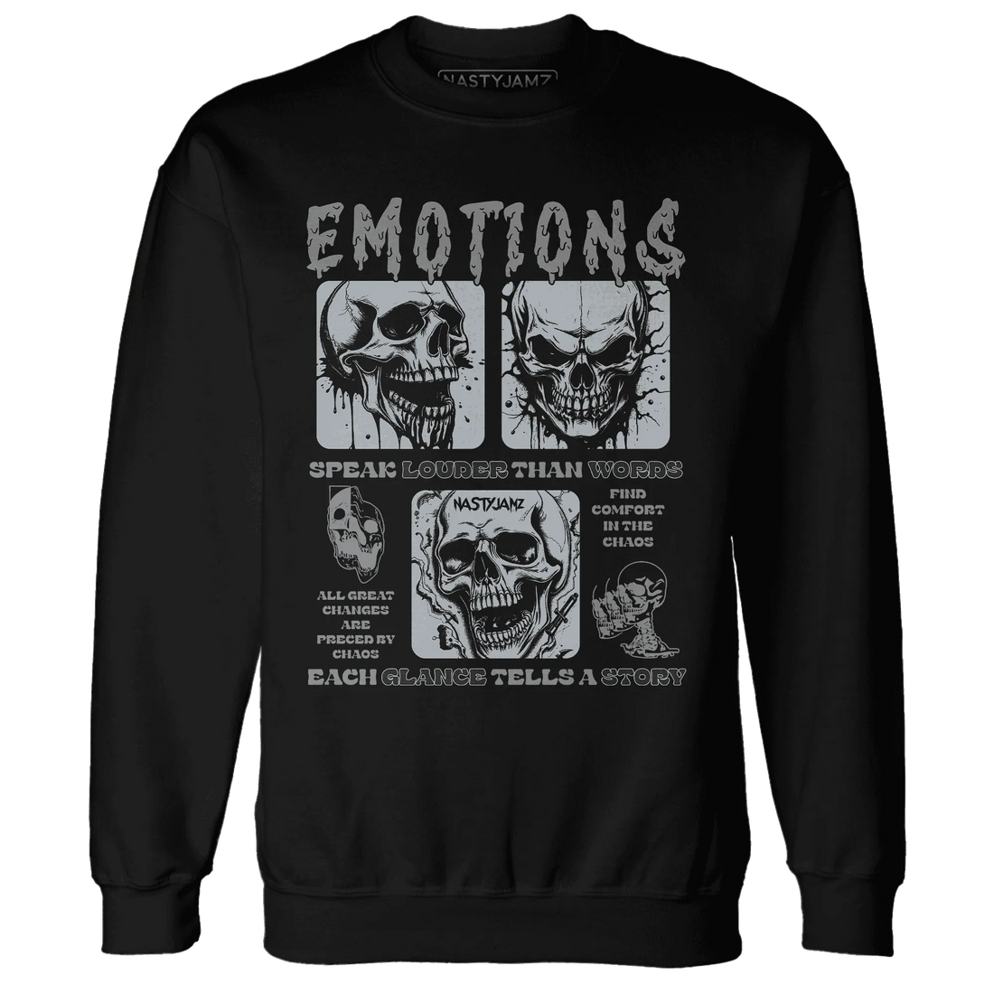 NastyJamz-Wolf-Grey-12s-Sweatshirt-Match-Emotions-Skull